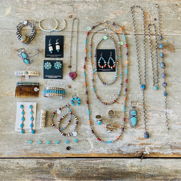 SOLD ♥️ Zuni ♥️ Elvira Kiyite Sterling Silver & Turquoise Stacker Cuff - Picture 15 of 15